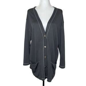DINO Valiano Vintage Gray Longline Knit Cardigan US 10